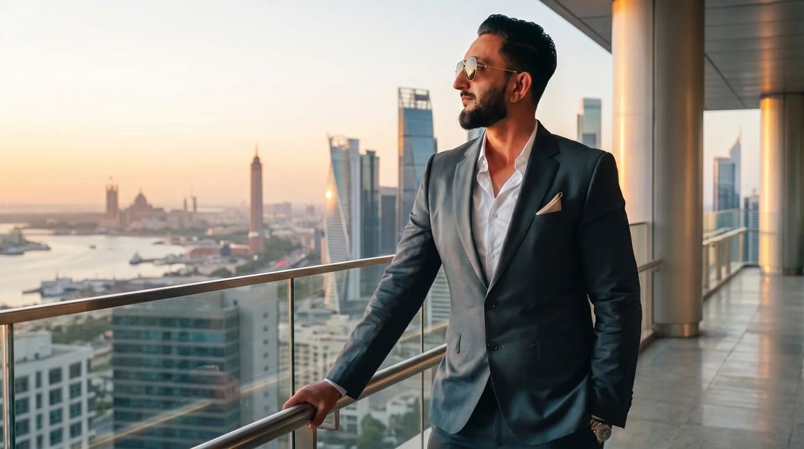 Shahzad Zaman sur une terrasse face à une skyline